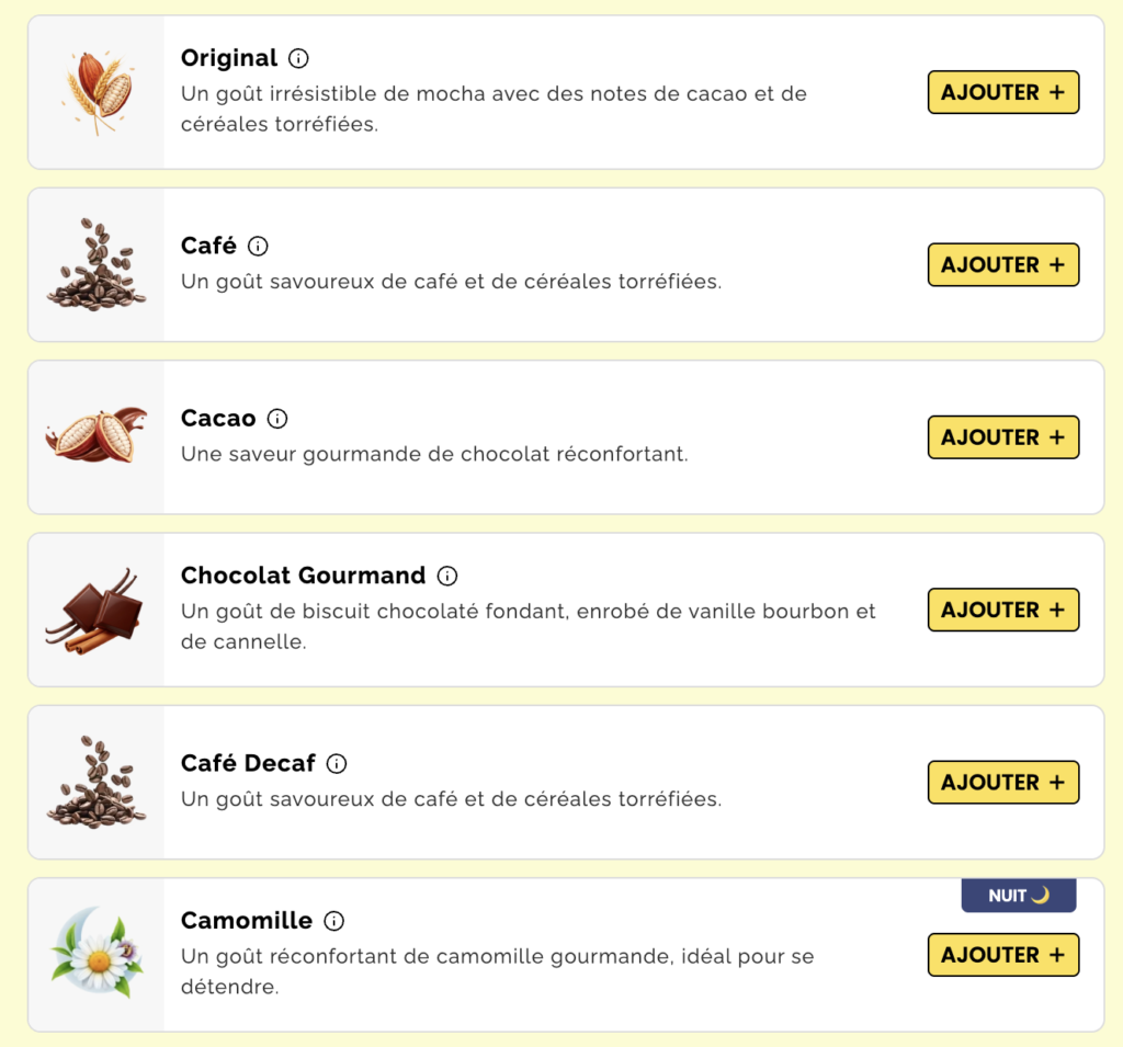 goûts bonjour drink