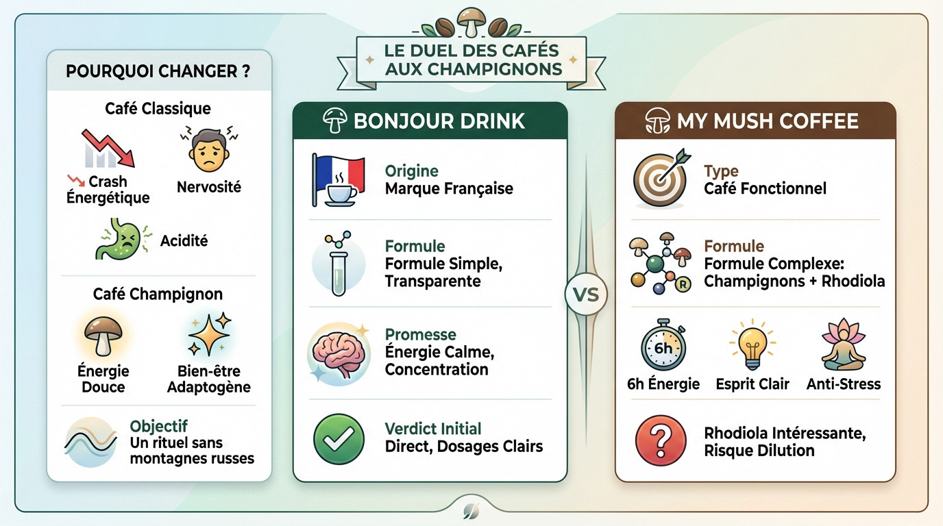 Comparaison entre My Mush Coffee et Bonjour Drink